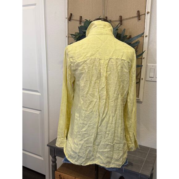 J. McLaughlin Yellow 100% Linen Button Down Shirt Blouse Top Women size S - Picture 4 of 8